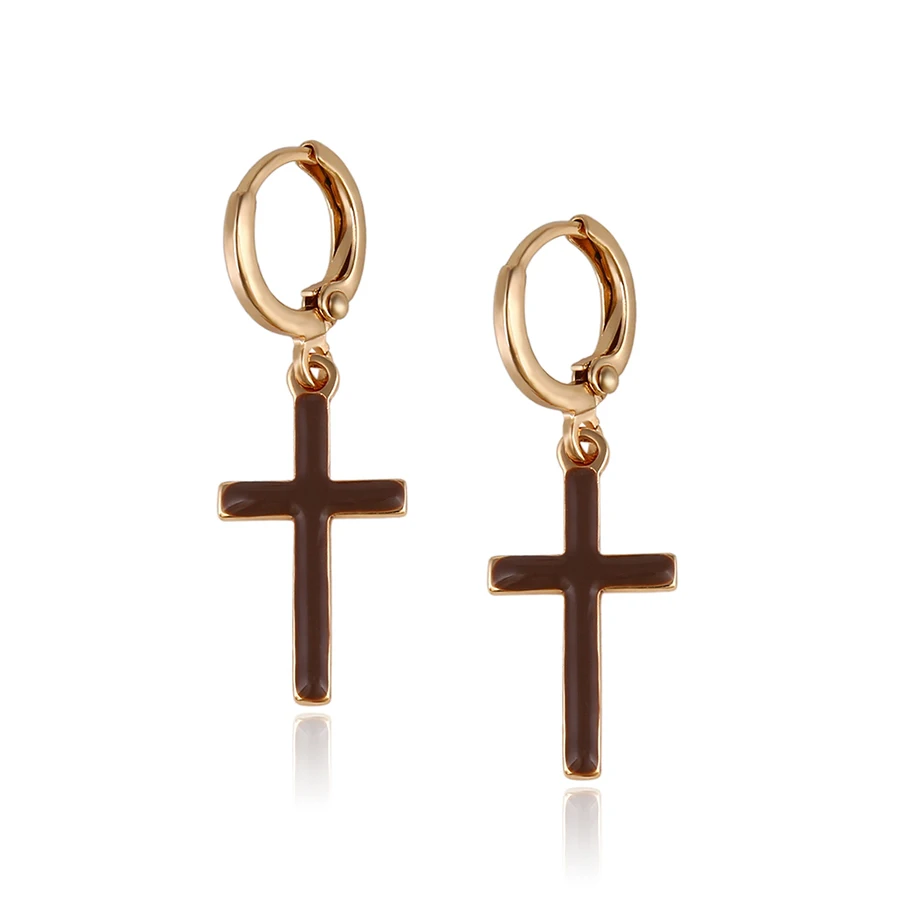 

27872 guangzhou fashion jewelry cross hoop earrings