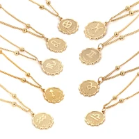 

Copper Clavicle Chain Engraved Coin 12 Constellations Pendant Necklace Gold Zodiac Sign Necklace