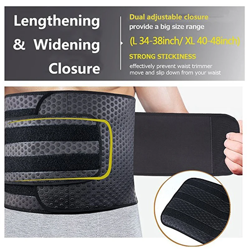 Mens Neoprene Ab Belt Widening Waist Trainer With Double Adjusted ...