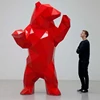 factory wholesale standing animal shape fiberglass geometric life size red bear statue