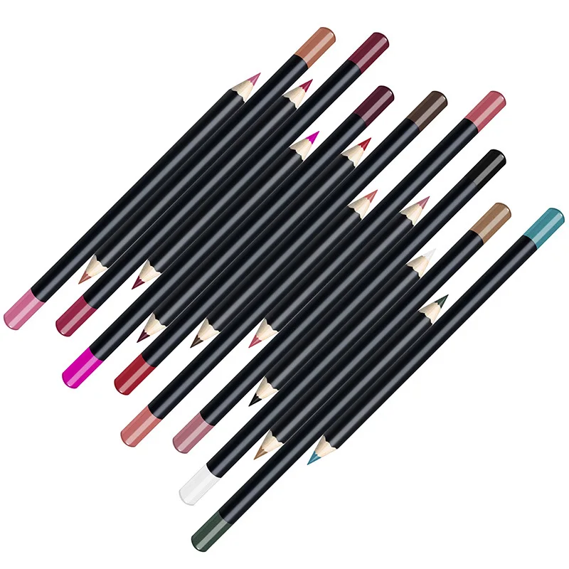 

Factory Wholesale Private Label Daily Use Cosmetics 16 Color Eyeliner Lip liner Pencil, 12 matte and 4 shimmer