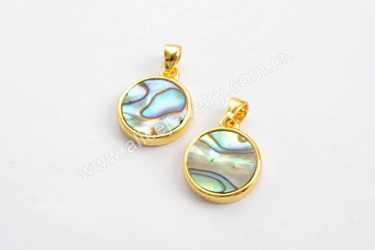 Wx984 Round Moonstone Connector With Gold Bezel Charms For Jewelry