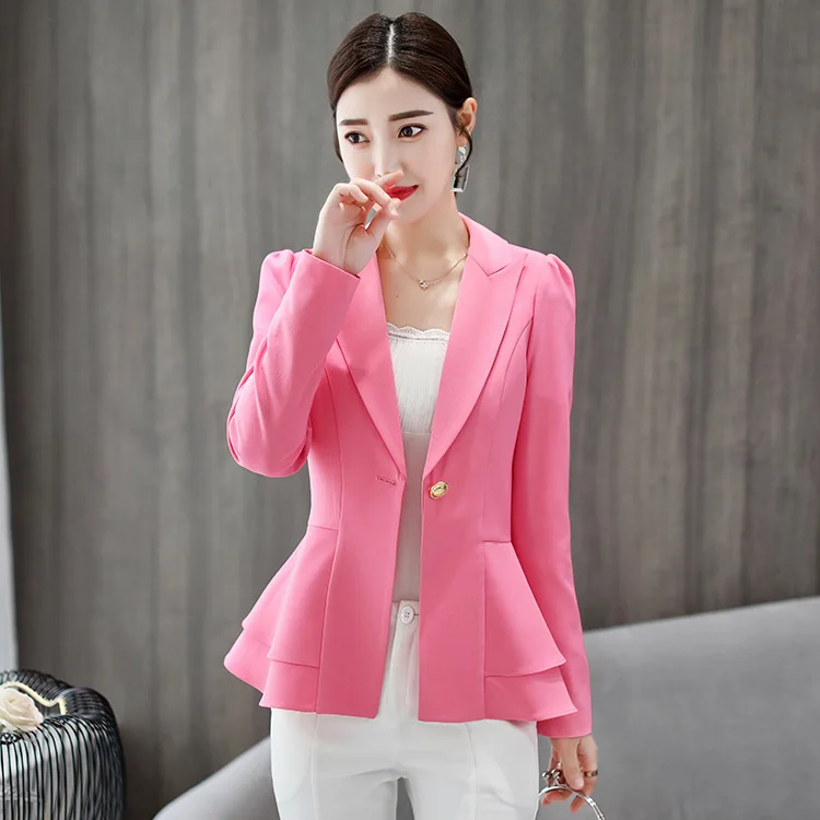 

Ladies Office Wear Clothing Elegant Regular Fit Business Blazer For Women, Black;white;red;blue;pink
