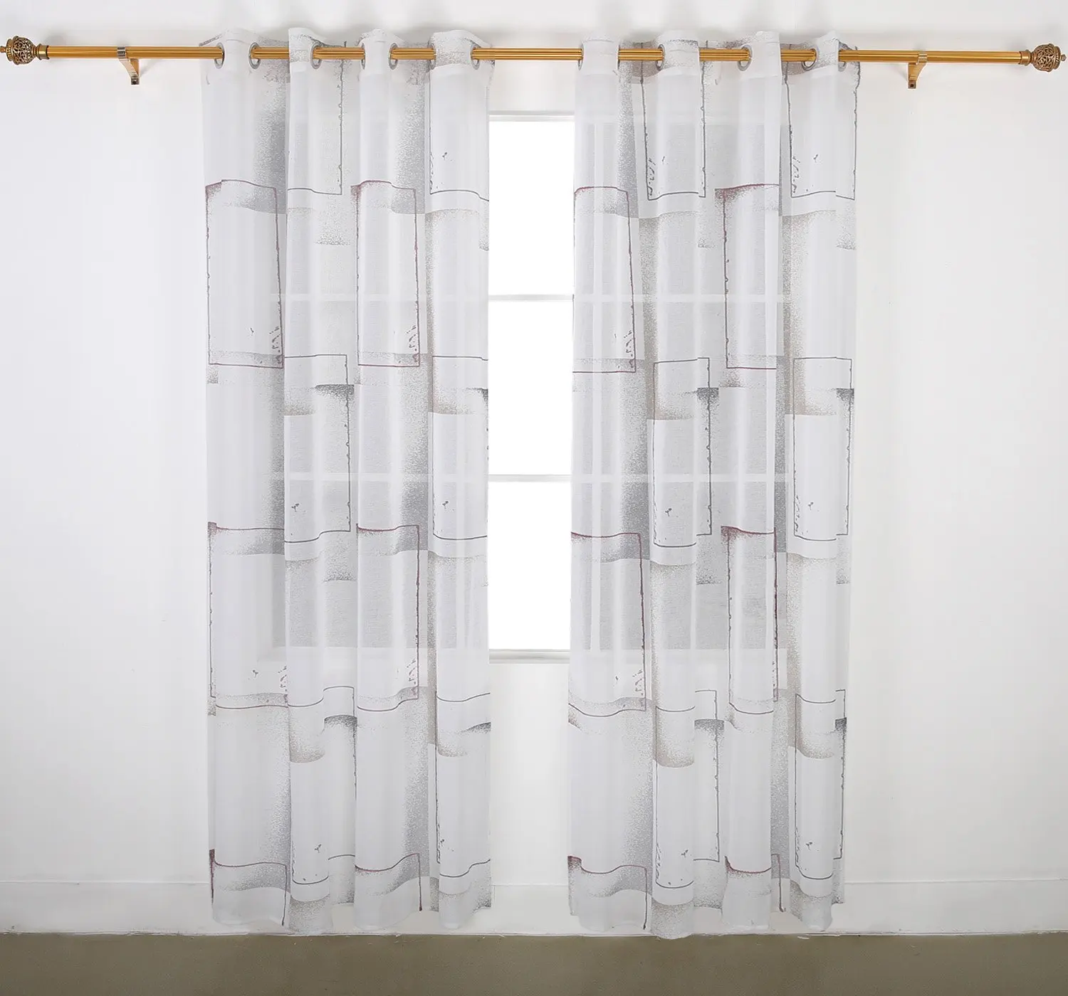 Buy Deconovo Faux Linen Grommet Curtains Sheer Curtain Panels With