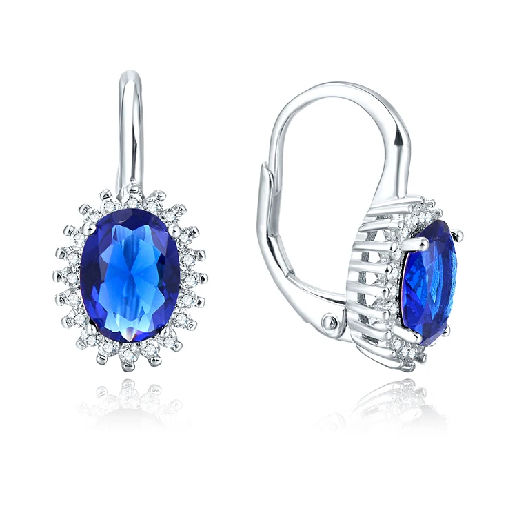 

Poliva wholesale popular 925 topaz earring jewelry sterling silver zirconia navy blue earrings