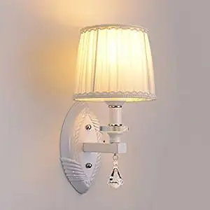 CHXDD Modern Fabric Crystal Corridor Wall Lamp Elegant European Painted Metal Uplights Bedroom Bedsides Wall Light Balcony Wall Lighting Fixtures