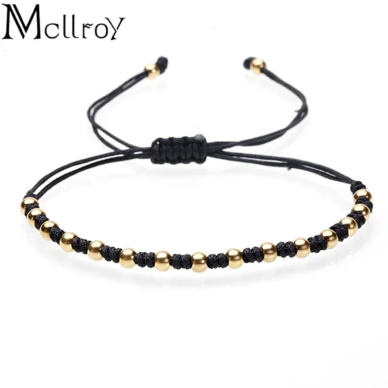 

Mcllroy 2018 new style beads bracelet men 4mm titanium steel bead braided bracelets DIY Handmade Jewelry cuff bracelet men, As picture