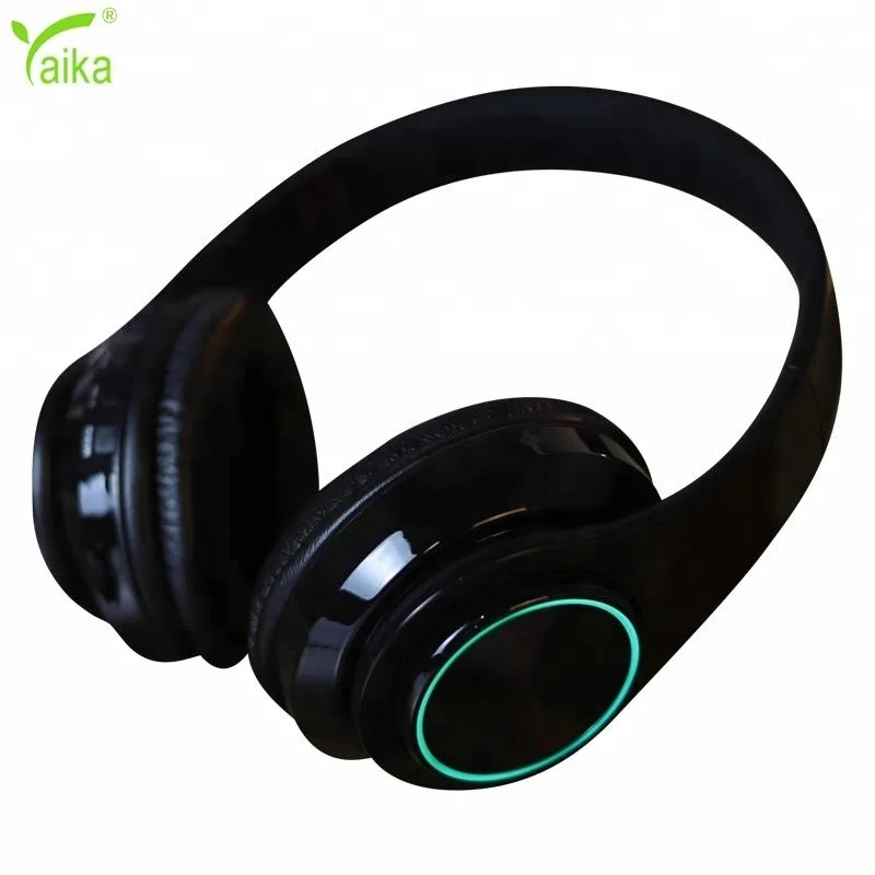 

Yaika Cool Design LED Shining Light Wireless Headband Bluetooth Super Bass TF Aux Headphone, Black red green white