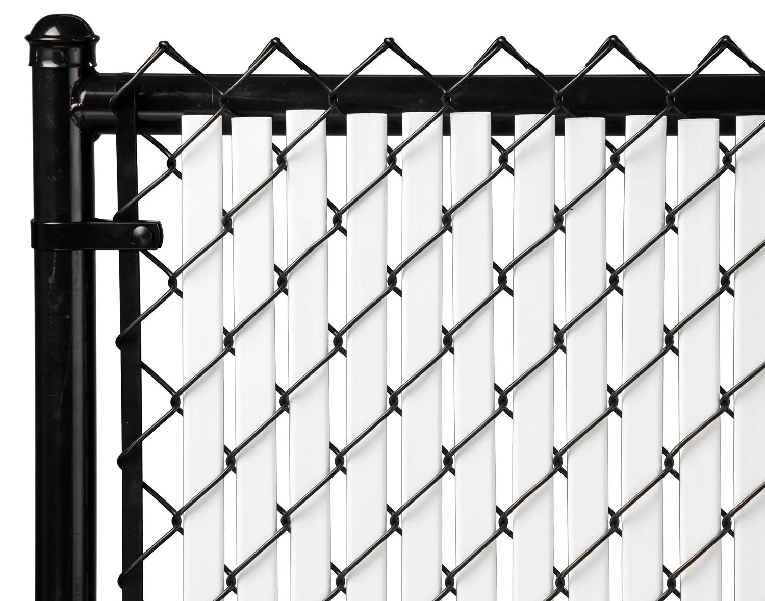 white lattice over chain link fence