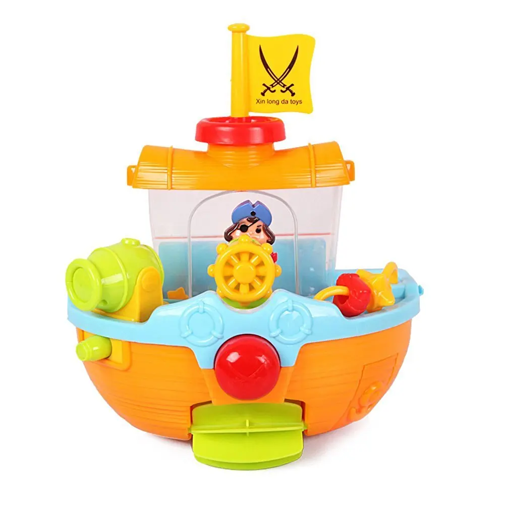 Bath Pirate Ship Boat Toy For Toddlers Kids With Water Cannon