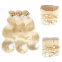 

Free Shipping 613 Blonde Bundles With Closure Brazilian Blonde Bundles 10-26 Inch 100% Human Remy Hair Extension