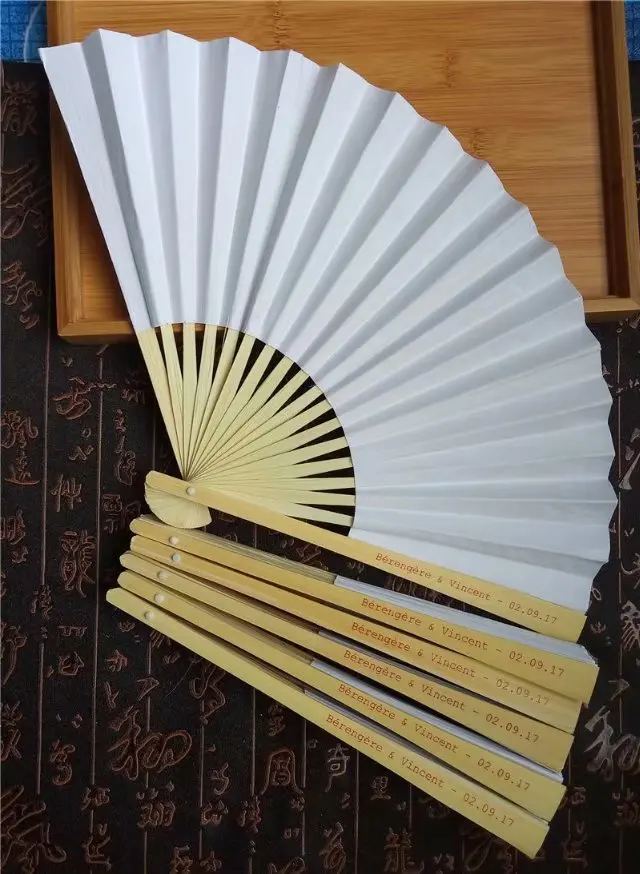 I Am Your Fans 9 Inch 23x40cm Bamboo Handle White Paper Fan Buy White