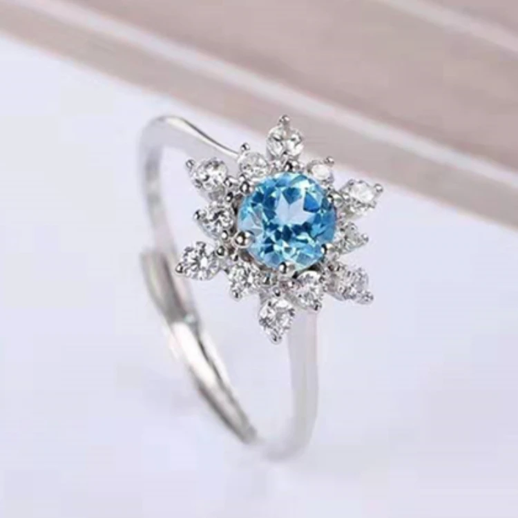 

sterling silver gemstone rings 18k gold plated 925 sterling silver elegant natural topaz ring for women, Picture