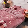 China wholesale Crystal velvet printed cell and flower pattern double side velvet bedding sets