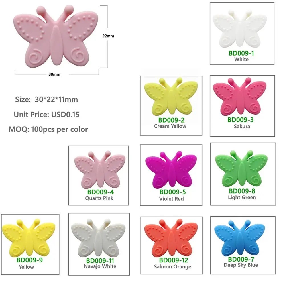 silicone butterfly beads