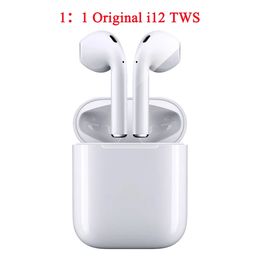 

Waterproof i12 TWS bluetooth Earphones Wireless BT 5.0 earphone Touch Control Stereo in ear earbuds for iPhone i10 i11 i9S TWS, White