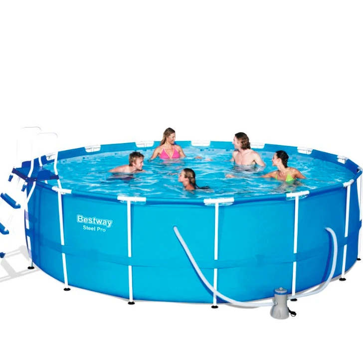 

Bestway 56438 easy set above ground pool metal frame plastic swimming pool, Blue