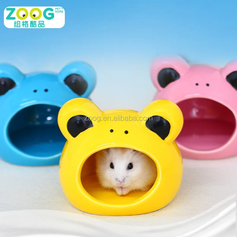 

Hot sale new product pet house frog-shaped ceramic little hamster nest, Blue,pink,yellow