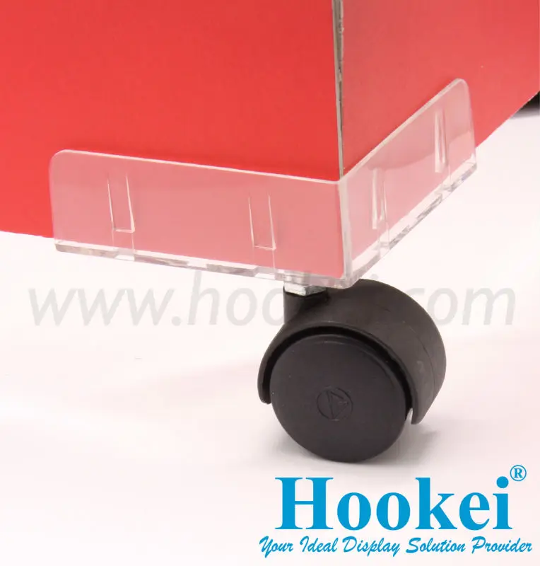 PC Transparent Cardboard Display Holder with ABS Black Wheel