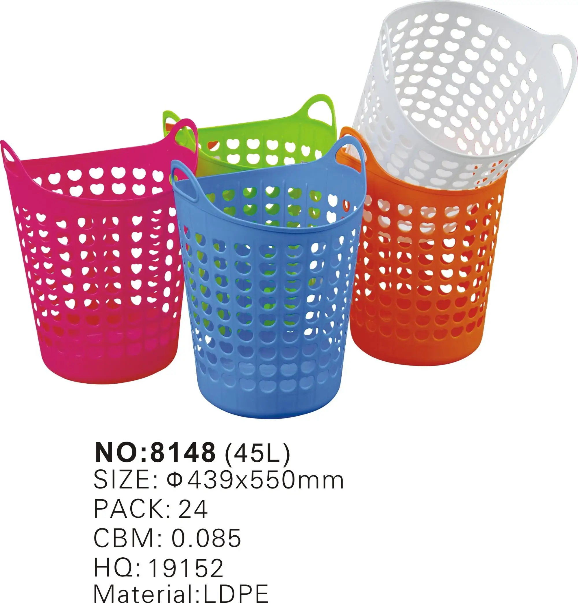 Large Plastic Laundry Basket Ldpe Storage Basket With Handle 45l Buy