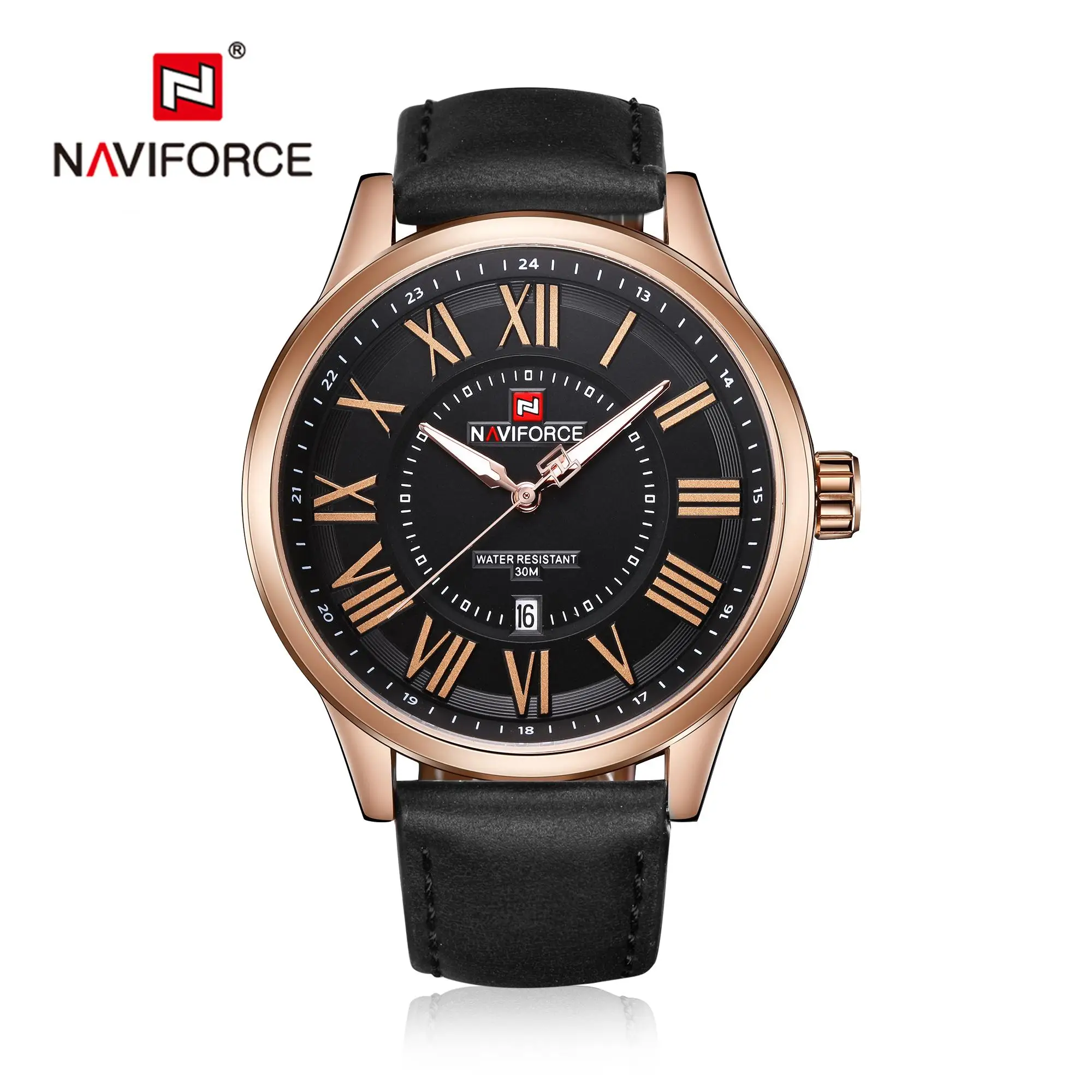 

Top selling leather watch reloj hombre naviforce 9126, Silver