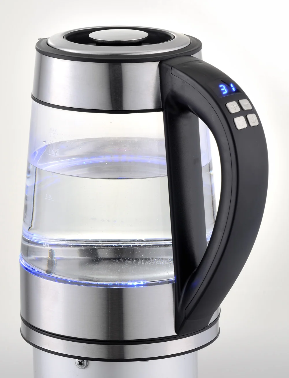 New Design Lcd Display 1.7l Color Change Different Temperature Set Cordless Glass Kettle