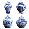 Best selling promotional price! ceramic canister sets kitchen blue and white ginger jars For Outdoor Activities