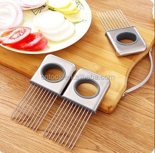 Onion Holder Slicer Vegetable Tools Tomato Cutter Stainless Steel Kitchen Gadget