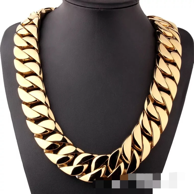

New 18K Gold Big Heavy Choker Miami Chain Necklace, Rhodium;rose gold;14k;18k gold