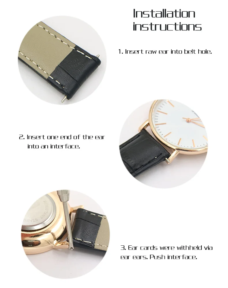 Custom Soft Calf Genuine Leather Men Strap Watch Watchband 