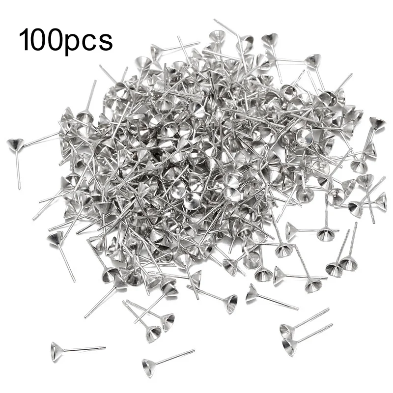 

100pcs 5*14mm Earrings Making Silver Distorted Round Earrings Base Connectors Linker For DIY Fashion Earring Accessories