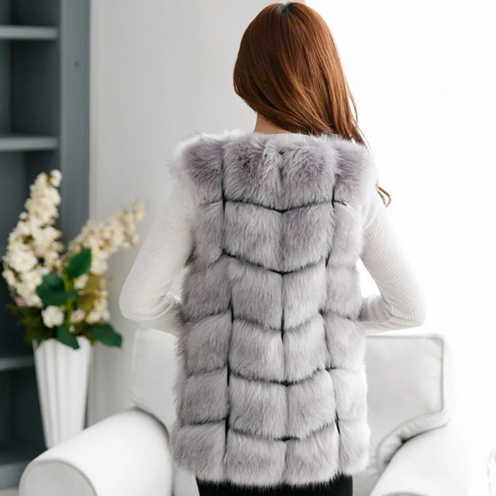 High quality Fur Vest coat Luxury Faux Fox Warm Women Coat Vests Winter Fashion furs Women's Coats Jacket Gilet Veste