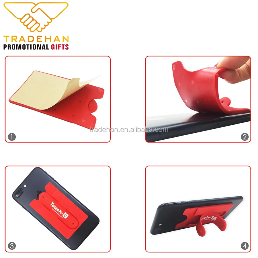 Custom Silicone Rubber Credit Card Holder For Mobile Cell Phone