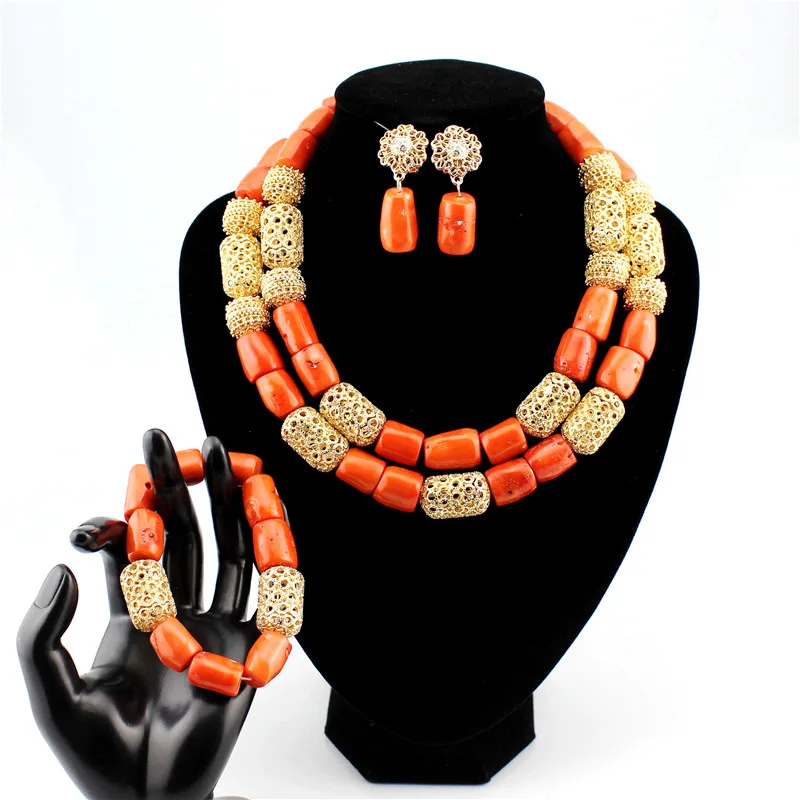 

Fashion Nigerian wedding jewelry gold planted jewelry bead set women necklace with bracelet earrings XGS12301-XGS12309, Picture