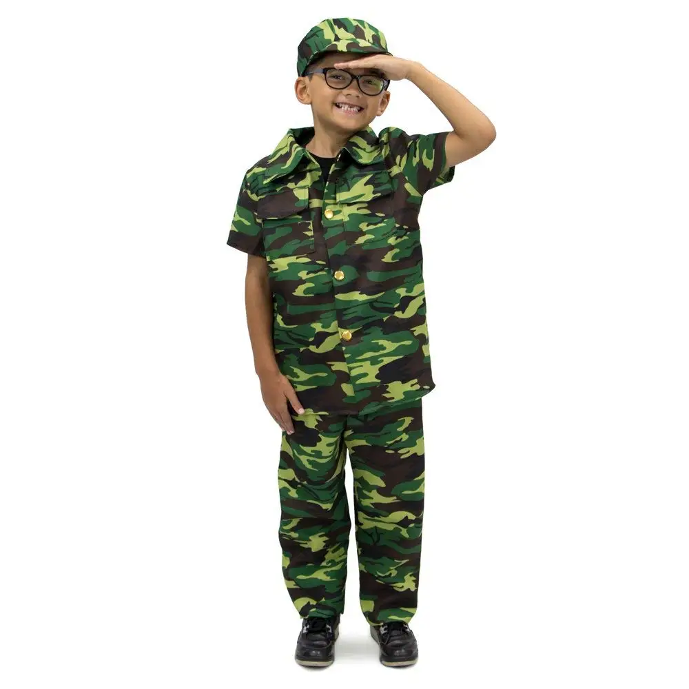 ARMY BOY KIDS SOLDIER CAMOUFLAGE  FANCY DRESS COSTUME OUTFIT BULLET BELT DOG TAG 
