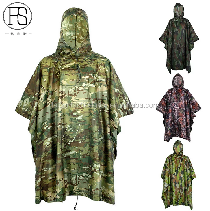 

Outdoor Poncho Raincoat Backpack Rain Cover Waterproof Tent Mat Camping Hike Military Camouflage Raincoat, Black,green,multicma,woodland camo