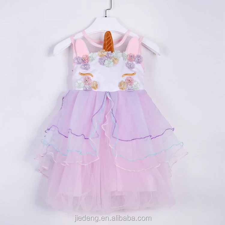 

In Stock New design children baby boutique party fancy tulle girls unicorn dresses, Pink;blue;purple