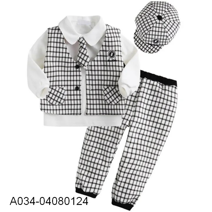 

t-shirt vest hat tie and pants 5 pcs set kids clothing wholesale