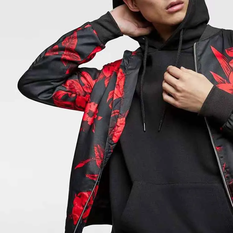 red floral bomber jacket