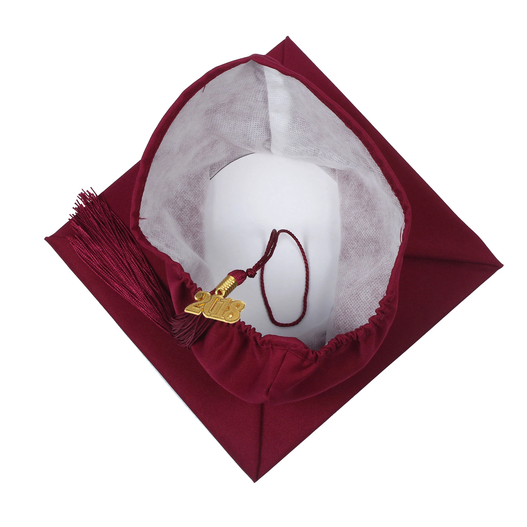 2018hot Sale Polyester Shiny Maroon Graduation Cap With Tassel - Buy