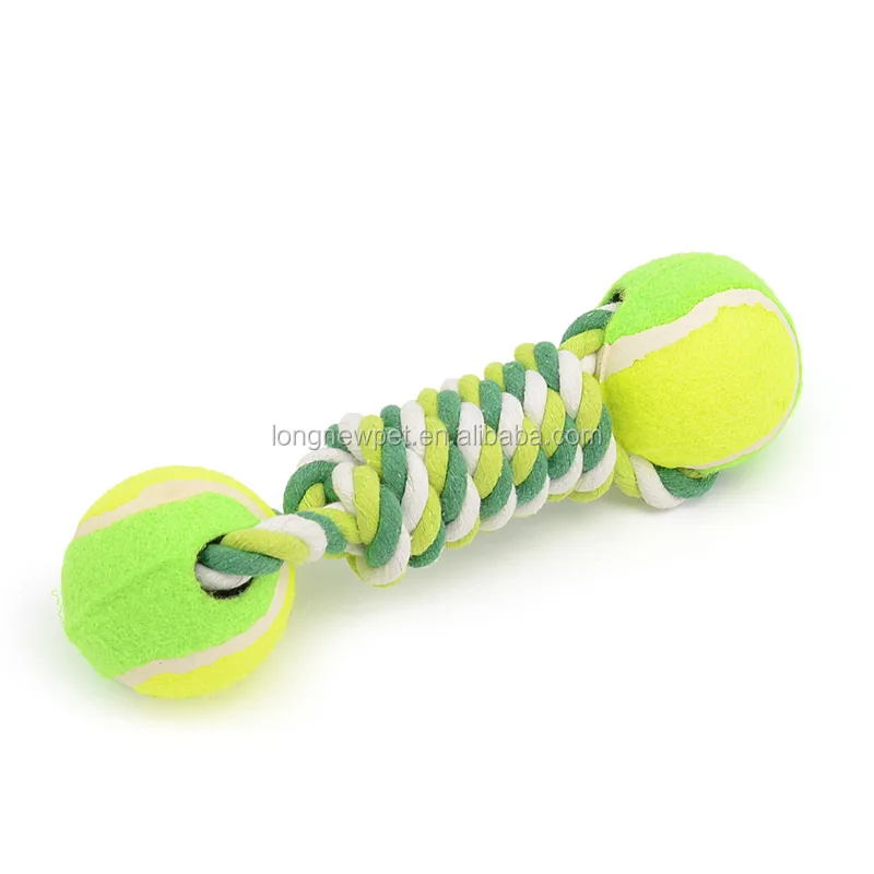 Dog Ball Cotton With Rope Tug Toy 7 Colors Spiky Bone Shape Pet Toy Dog