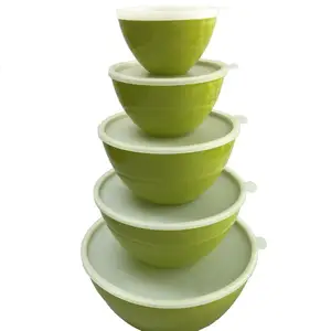 Image of high quality BPA free melamine 5 pcs salad bowl set with lids