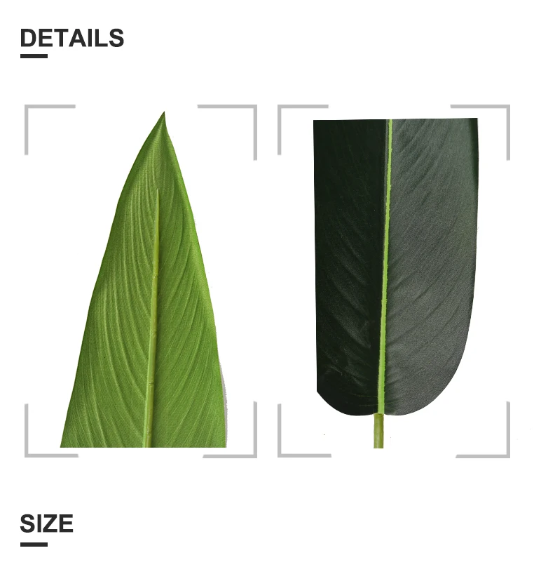 Strelitzia Fabric Artificial Green Leaves For Decorations Artificial
