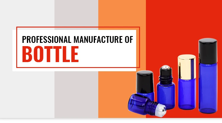 Wholesale empty essential oil perfume 3ml 5ml 8ml 10ml frosted clear amber blue glass roll on bottle with metal roller ball