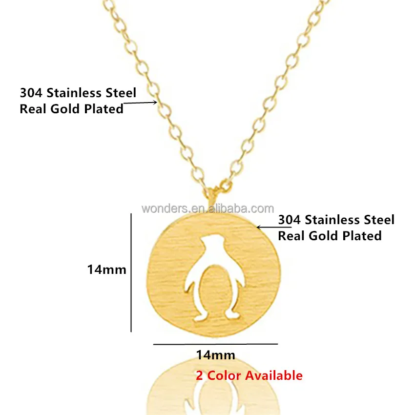 

Minimalist Jewellery Round Shape Disc Pendant Penguin Open Collar Female Necklace Stainless Steel Best Friendship Wedding Gift