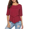 7 Colors Cheap T shirt Half Sleeve Women Double Layer Plain Top