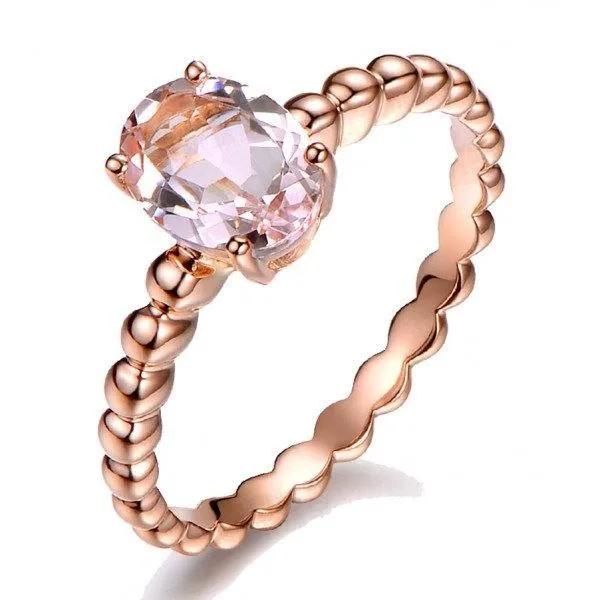 

CAOSHI Fashion Simple Model Women Champagne Set Jewelry Rings Plated Rose Gold Wedding Morganite Ring