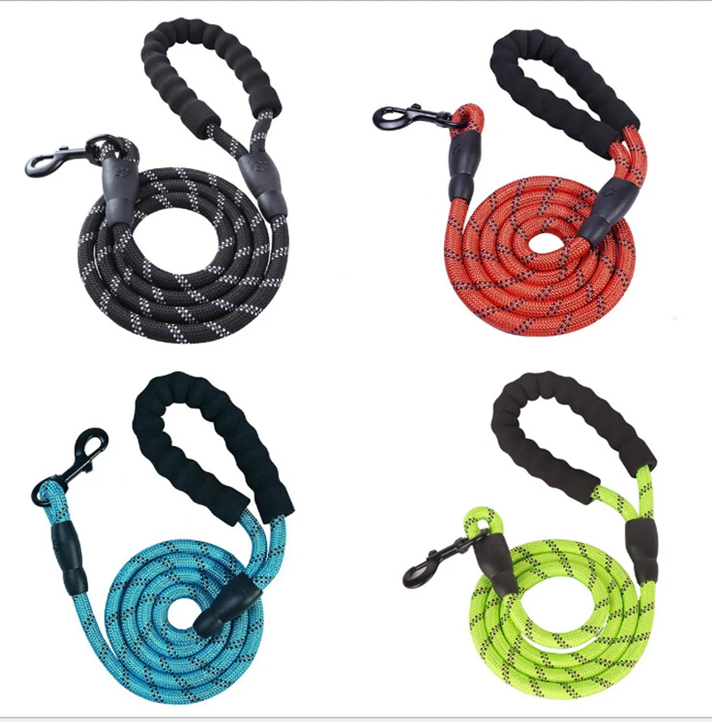 

Wholesale Dia1.2*150/cm high quality customized round rope nylon dog leash pet supply cord rope dog leash