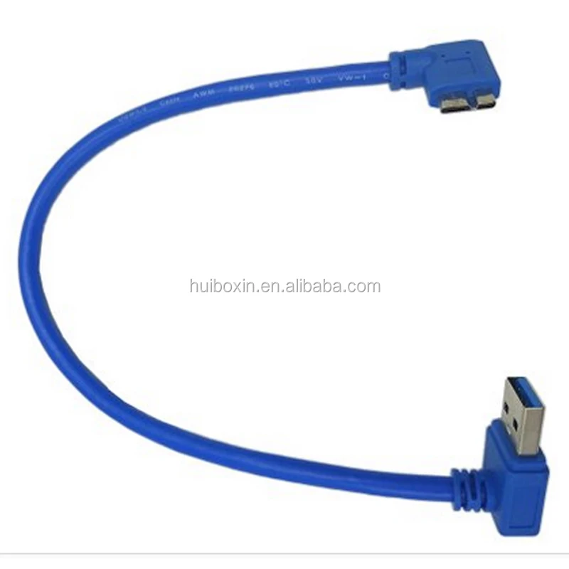 30cm USB 3.0 A Male to Micro B Plug 10 pin 90 Degree Right Angle Cable Cord