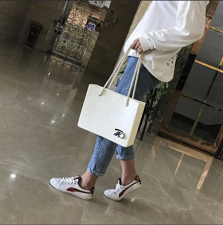 

Factory Price silicone High Quality Shoulder Lady Beach Bag 2pcs/1set Silicone Tote Bag